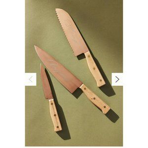 3 Piece Marais Copper Stainless Beechwood Knife Set  Anthropologie Boxed Gift